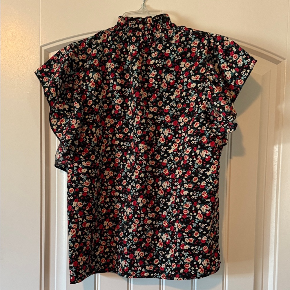 SHEIN Black and Red Floral Blouse